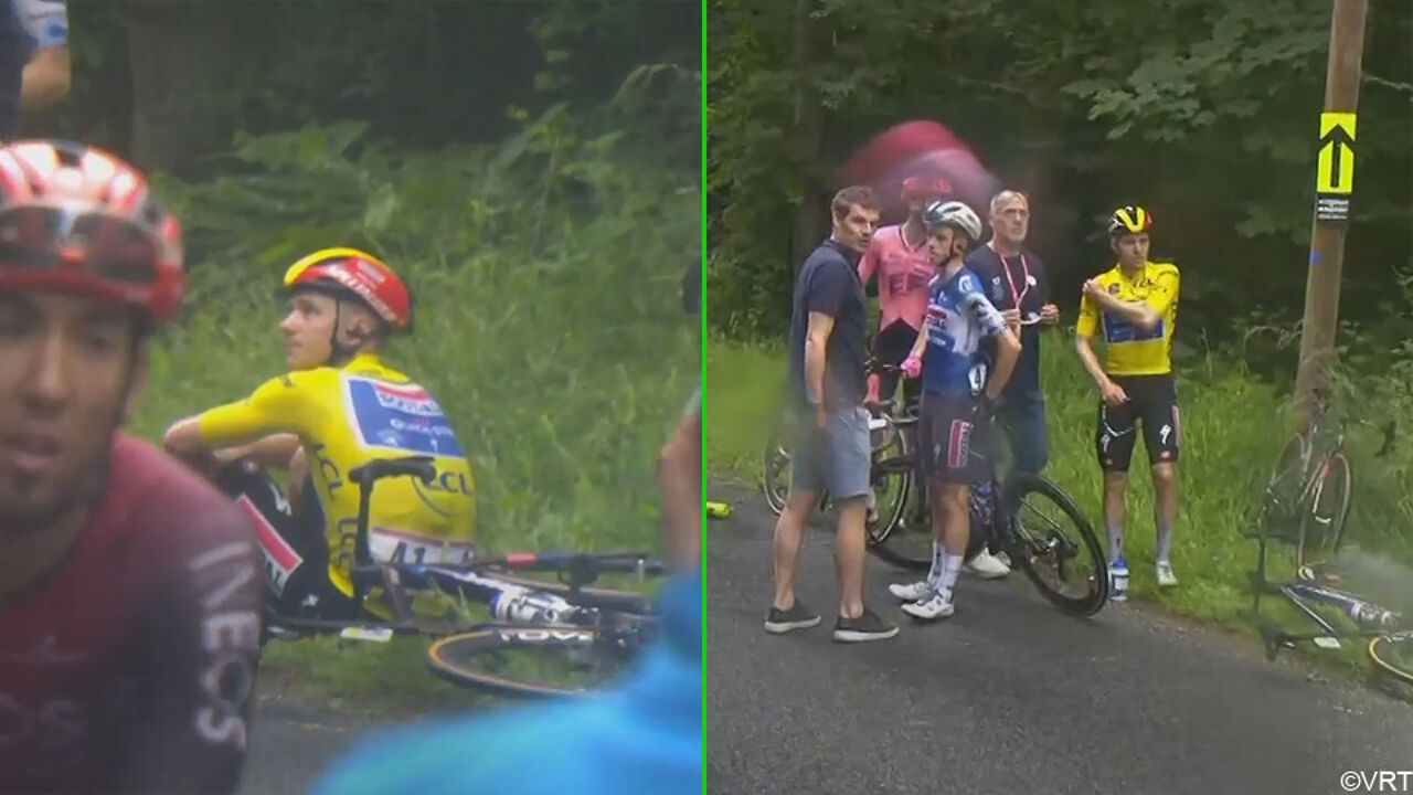 VIDEO – Remco Evenepoel remains seated for a long time after a massive accident in Dauphiné, but he is back on his bike