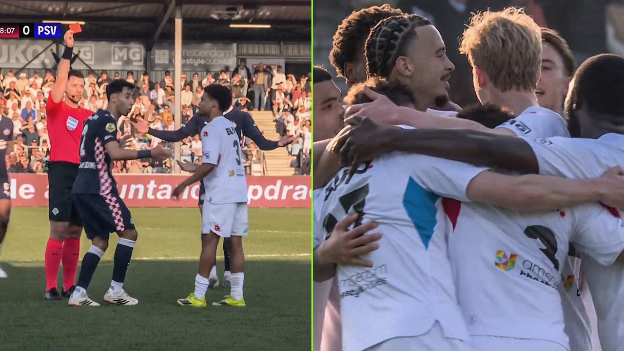 Het begon met een domme elleboogstoot: tienkoppig PSV eindigt baaldag met schaamrood op de wangen te