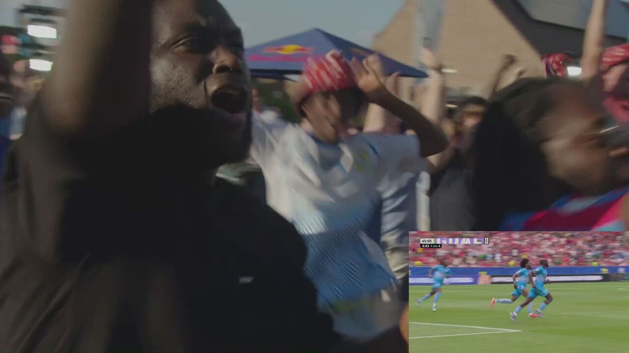 De Sporza Supporterszetel goes crazy: Congolese fans in Meulebeke worden gek bij eerste WK-goal ooit